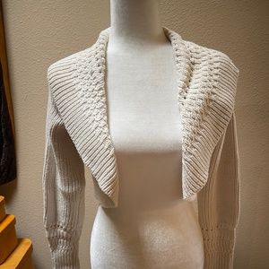 Gianni Bini Ivory Shawl Collar Open Shrug, Cardigan, Sweater Size: Large